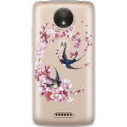 Чехол со стразами Motorola Moto C XT1750 Swallows and Bloom