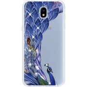 Чехол со стразами Samsung J530 Galaxy J5 2017 Peafowl