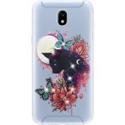 Чехол со стразами Samsung J530 Galaxy J5 2017 Cat in Flowers