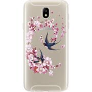 Чехол со стразами Samsung J730 Galaxy J7 2017 Swallows and Bloom