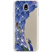 Чехол со стразами Samsung J730 Galaxy J7 2017 Peafowl