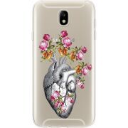 Чехол со стразами Samsung J730 Galaxy J7 2017 Heart