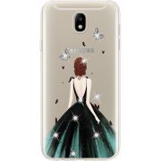 Чехол со стразами Samsung J730 Galaxy J7 2017 Girl in the green dress