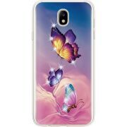 Чехол со стразами Samsung J730 Galaxy J7 2017 Butterflies