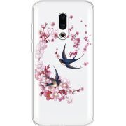 Чехол со стразами Meizu 16 Plus Swallows and Bloom