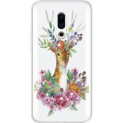 Чехол со стразами Meizu 16 Plus Deer with flowers