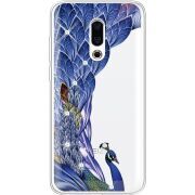Чехол со стразами Meizu 16 Plus Peafowl