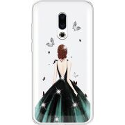 Чехол со стразами Meizu 16 Plus Girl in the green dress