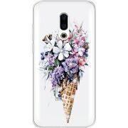 Чехол со стразами Meizu 16 Plus Ice Cream Flowers