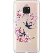 Чехол со стразами Huawei Mate 20 Swallows and Bloom