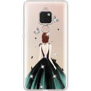 Чехол со стразами Huawei Mate 20 Girl in the green dress