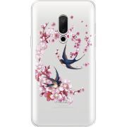 Чехол со стразами Meizu 15 Swallows and Bloom