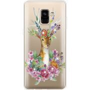 Чехол со стразами Samsung A730 Galaxy A8 Plus (2018) Deer with flowers