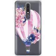 Чехол со стразами Nokia 3.1 Plus Pink Air Baloon