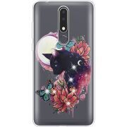 Чехол со стразами Nokia 3.1 Plus Cat in Flowers