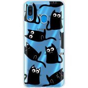 Прозрачный чехол Uprint Samsung A305 Galaxy A30 с 3D-глазками Black Kitty