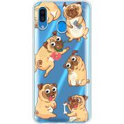 Прозрачный чехол Uprint Samsung A305 Galaxy A30 с 3D-глазками Pug