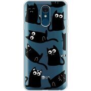 Прозрачный чехол Uprint LG Q7 / Q7 Plus  с 3D-глазками Black Kitty
