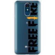 Прозрачный чехол Uprint LG Q7 / Q7 Plus  Free Fire Black Logo