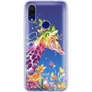 Прозрачный чехол Uprint Xiaomi Redmi 7 Colorful Giraffe
