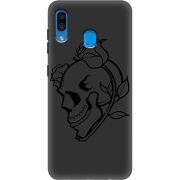 Черный чехол Uprint Samsung A305 Galaxy A30 Skull and Roses