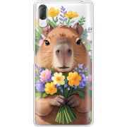 Прозрачный чехол Uprint Sony Xperia L3 I4312 Капибара з квітами