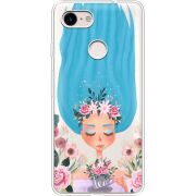 Прозрачный чехол Uprint Google Pixel 3 Blue Hair