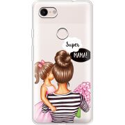 Прозрачный чехол Uprint Google Pixel 3 XL Super Mama and Daughter
