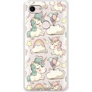 Прозрачный чехол Uprint Google Pixel 3 XL Unicorns