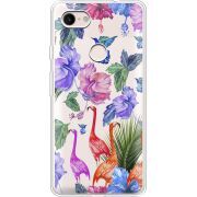 Прозрачный чехол Uprint Google Pixel 3 XL Flamingo