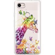 Прозрачный чехол Uprint Google Pixel 3 XL Colorful Giraffe