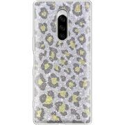 Чехол с блёстками Sony Xperia 1 Леопард