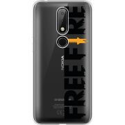 Прозрачный чехол Uprint Nokia 6.1 Plus Free Fire Black Logo
