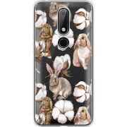 Прозрачный чехол Uprint Nokia 6.1 Plus Cotton and Rabbits