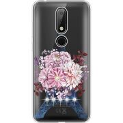 Чехол со стразами Nokia 6.1 Plus Eiffel Tower