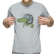 Футболка с принтом светло серая 