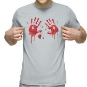 Футболка с принтом светло серая 