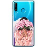 Прозрачный чехол Uprint Huawei P30 Lite Девушка с Пионами
