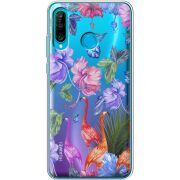 Прозрачный чехол Uprint Huawei P30 Lite Flamingo