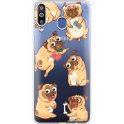 Прозрачный чехол Uprint Samsung M305 Galaxy M30 с 3D-глазками Pug