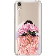 Прозрачный чехол Uprint Honor 8S Девушка с Пионами