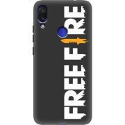 Черный чехол Uprint Xiaomi Redmi Note 7 Free Fire White Logo