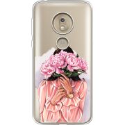 Прозрачный чехол Uprint Motorola Moto G7 Play XT1952 Девушка с Пионами