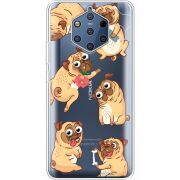 Прозрачный чехол Uprint Nokia 9 с 3D-глазками Pug