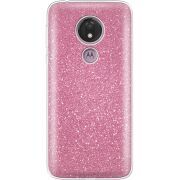 Чехол с блёстками Motorola Moto G7 Power XT1955 Розовый