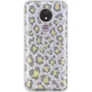 Чехол с блёстками Motorola Moto G7 Power XT1955 Леопард