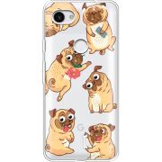 Прозрачный чехол Uprint Google Pixel 3a с 3D-глазками Pug