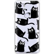Прозрачный чехол Uprint Google Pixel 3a XL с 3D-глазками Black Kitty