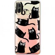 Прозрачный чехол Uprint Samsung A6060 Galaxy A60 с 3D-глазками Black Kitty