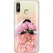 Прозрачный чехол Uprint Samsung A6060 Galaxy A60 Девушка с Пионами